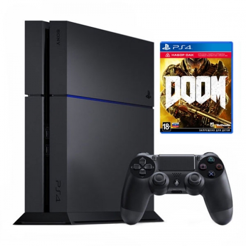 Playstation 4 500Gb черная (CUH-1208A) с игрой «DOOM. OAK Edition»