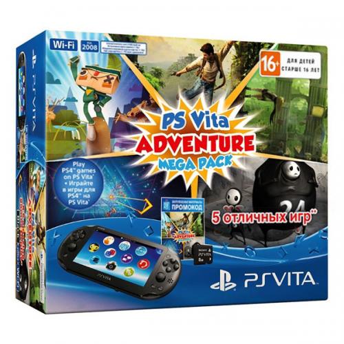 PS Vita 2008 Wi-Fi + карта 8 Gb + Adventure Mega Pack