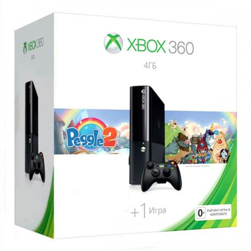Xbox 360 4Gb E черный c игрой «Peggle 2»
