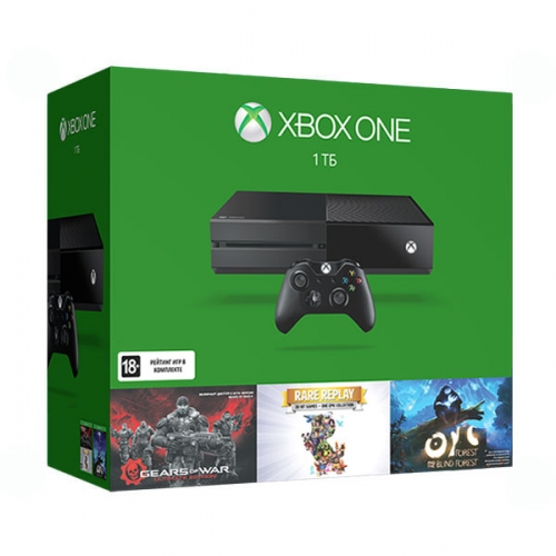 Xbox One 1Tb черный с игрой «Gears of War. Ultimate Edition» + «Rare Replay» + «Ori»